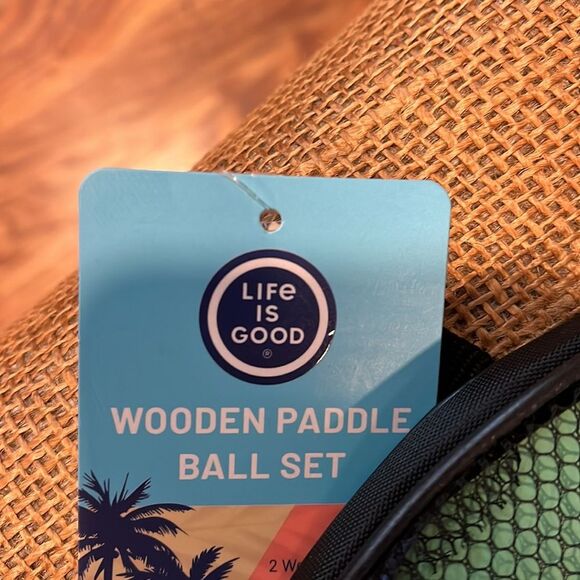 Life Is Good Green and Blue paddle ball set - Picture 2 of 2